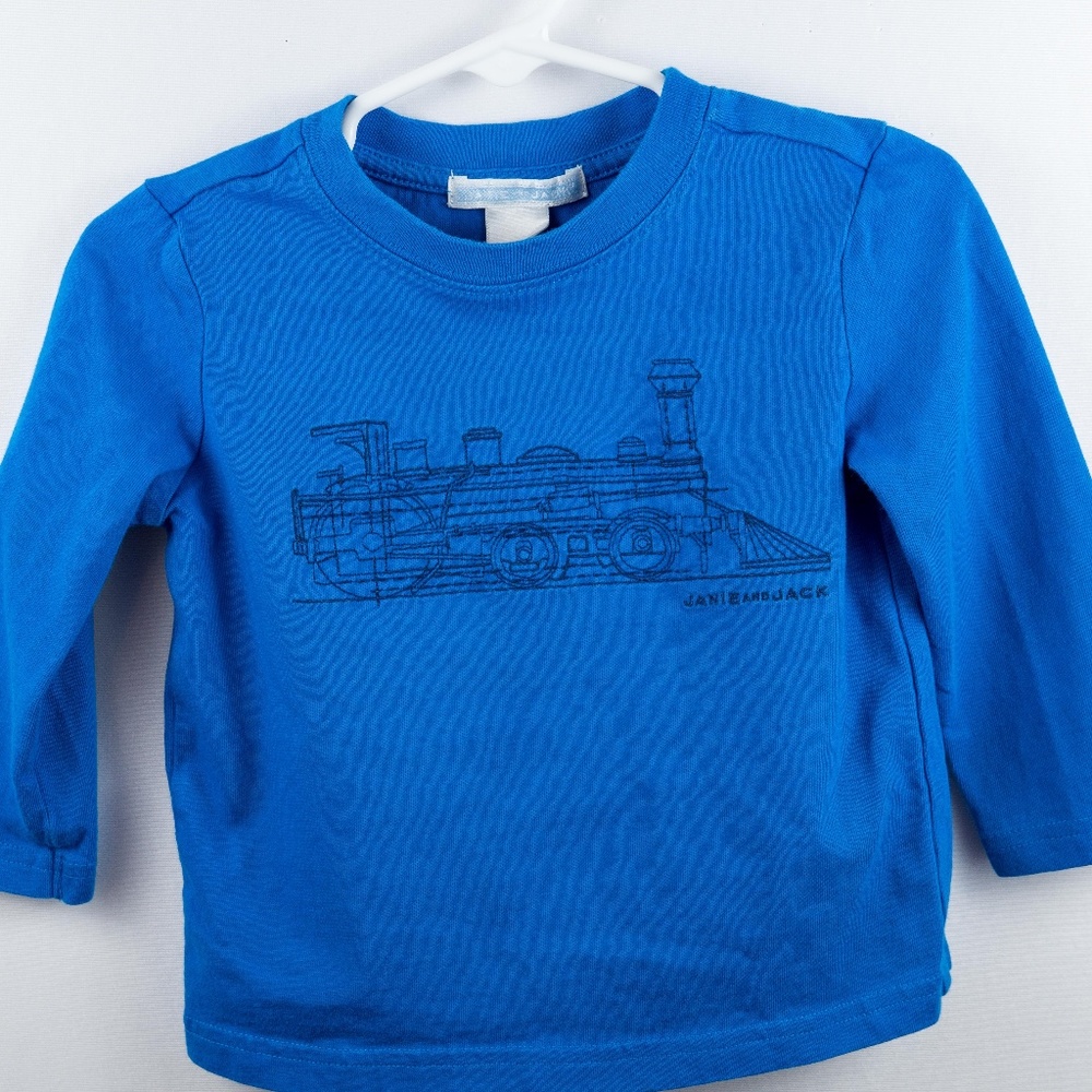 Janie and Jack Boys Long Sleeve Train Tee 12/18M